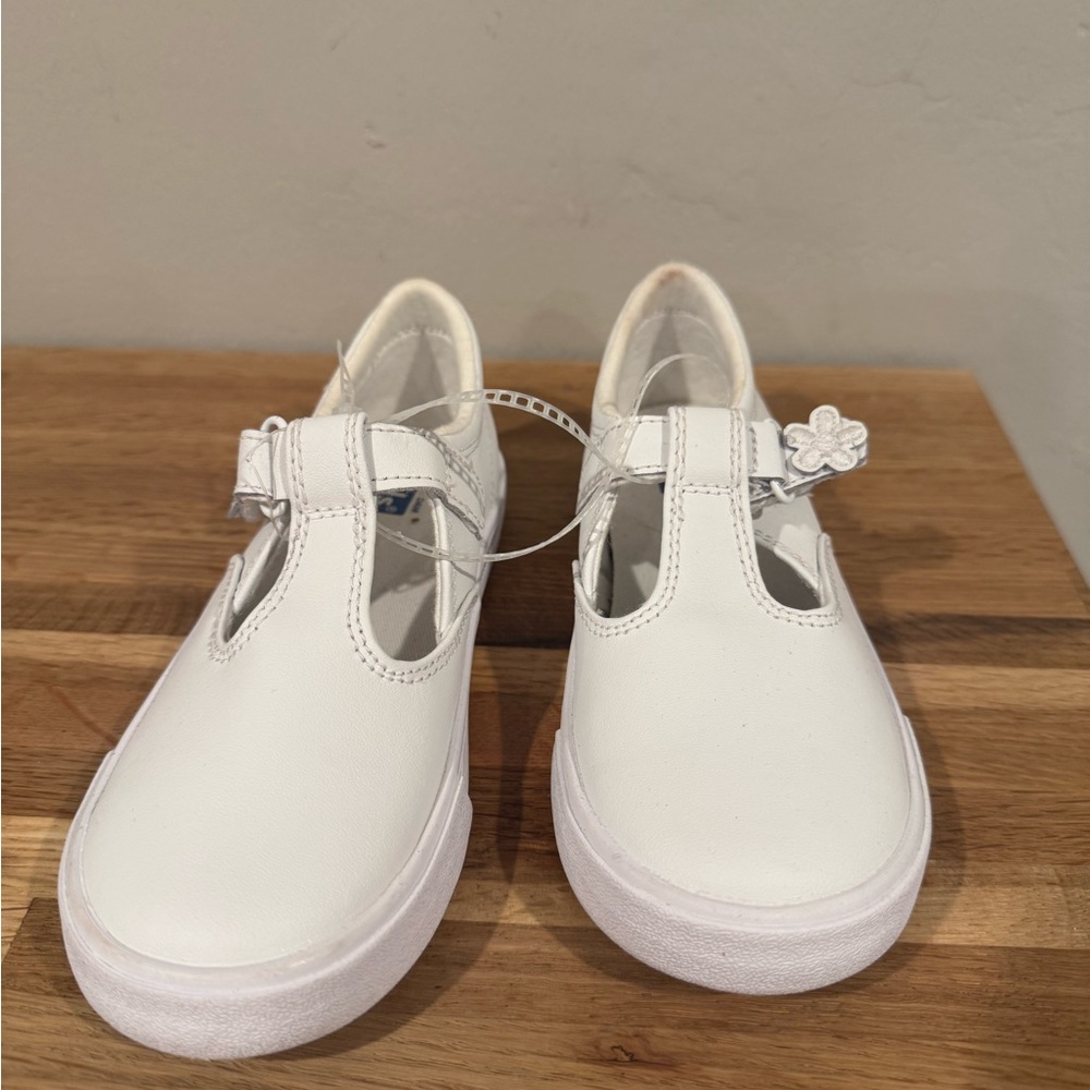 Kids White T-Strap Shoes